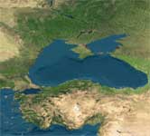 A satellite map of the Black sea and the Crimea